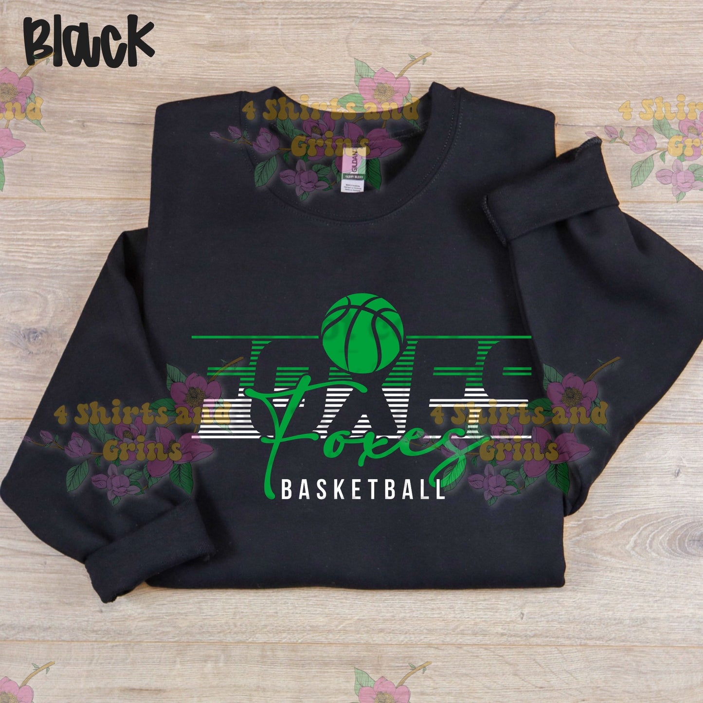 Foxes Basketball Script Lines Shirt โ Youth & Adult T-Shirt, Long Sleeve, Sweatshirt, or Hoodie
