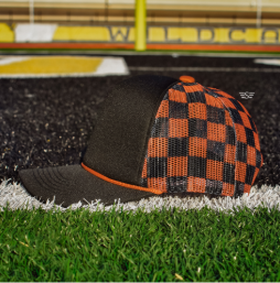 Custom Upside Down or Right Side Up Puff Trucker Hat | Checkered Mesh Back | 5-Panel High Crown Cap