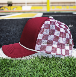 Custom Upside Down or Right Side Up Puff Trucker Hat | Checkered Mesh Back | 5-Panel High Crown Cap