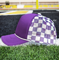 Custom Upside Down or Right Side Up Puff Trucker Hat | Checkered Mesh Back | 5-Panel High Crown Cap