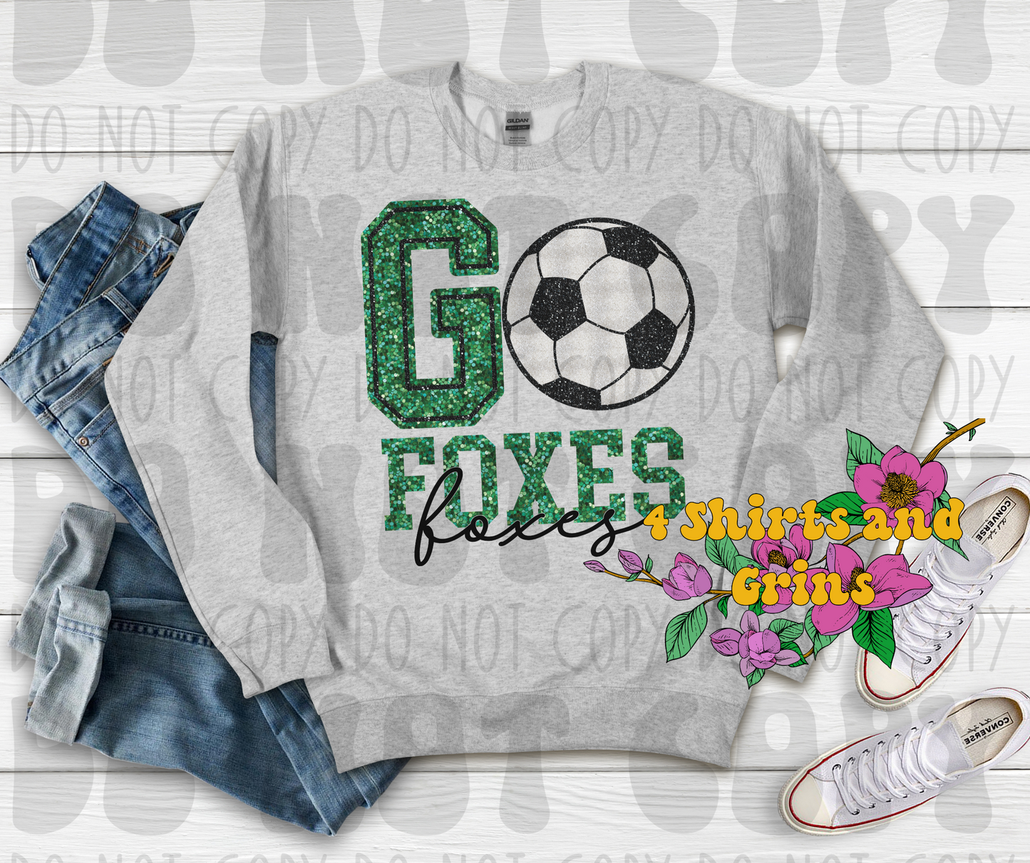 Faux Sequin Go Foxes Soccer