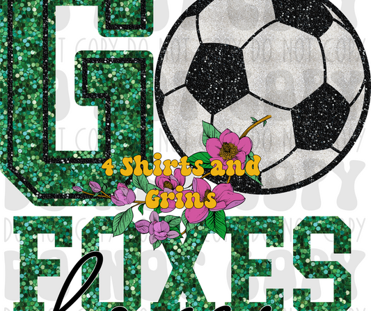 Faux Sequin Go Foxes Soccer