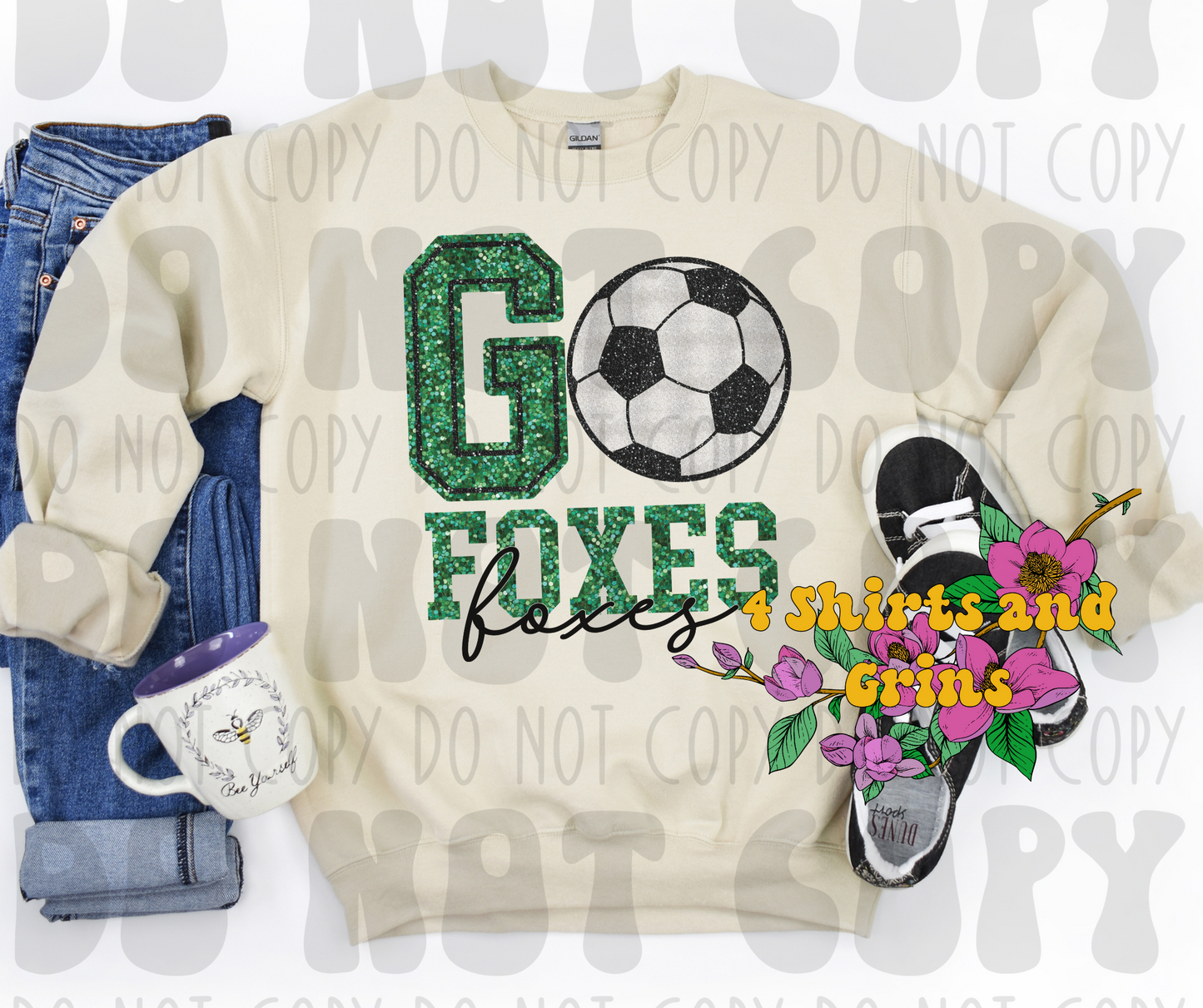 Faux Sequin Go Foxes Soccer
