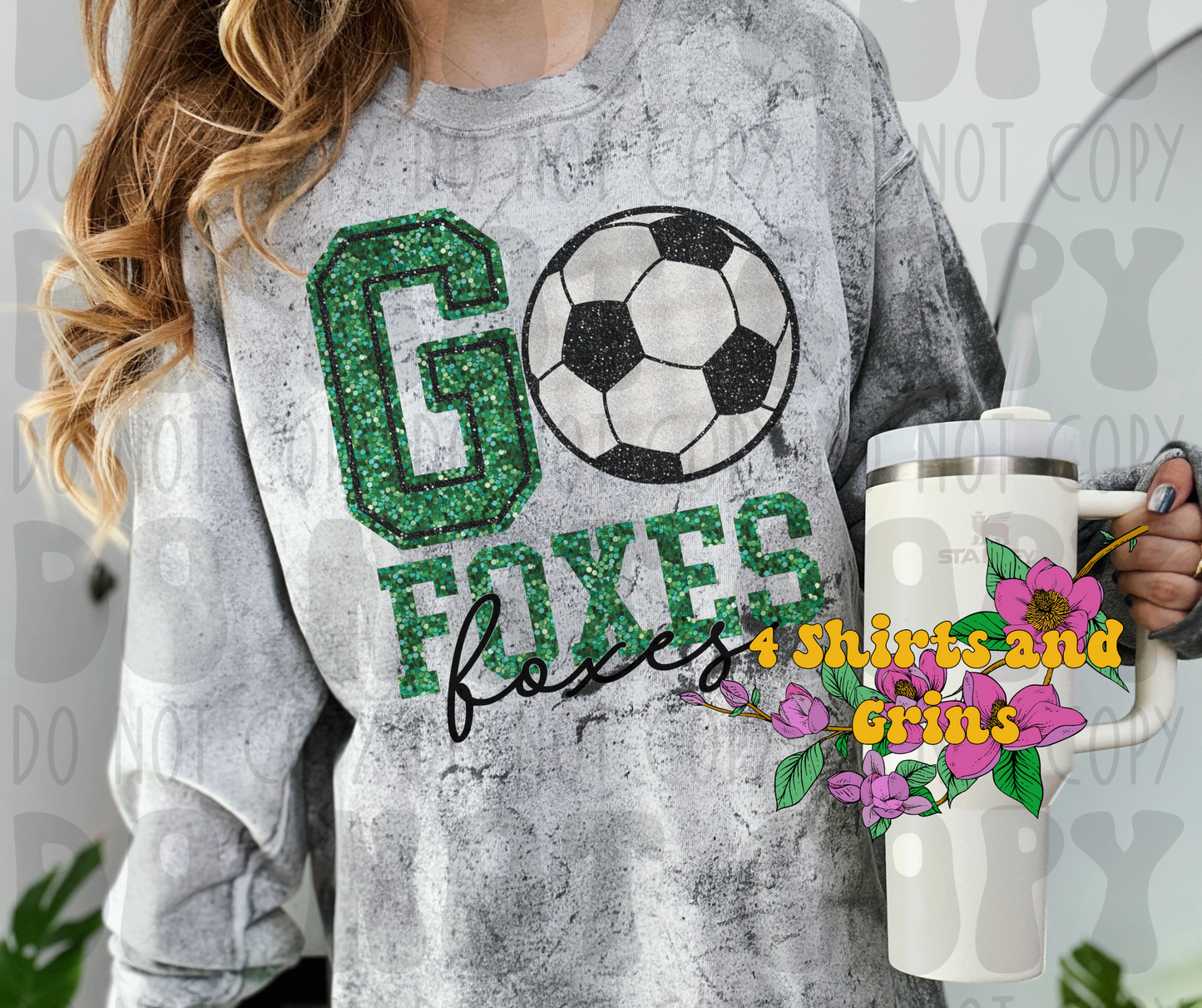 Faux Sequin Go Foxes Soccer