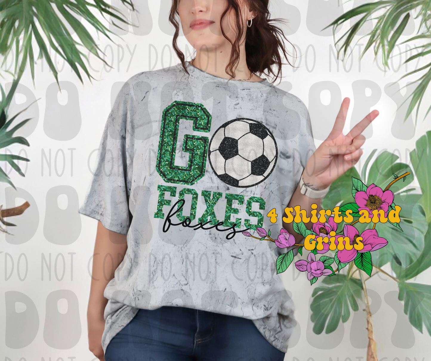 Faux Sequin Go Foxes Soccer