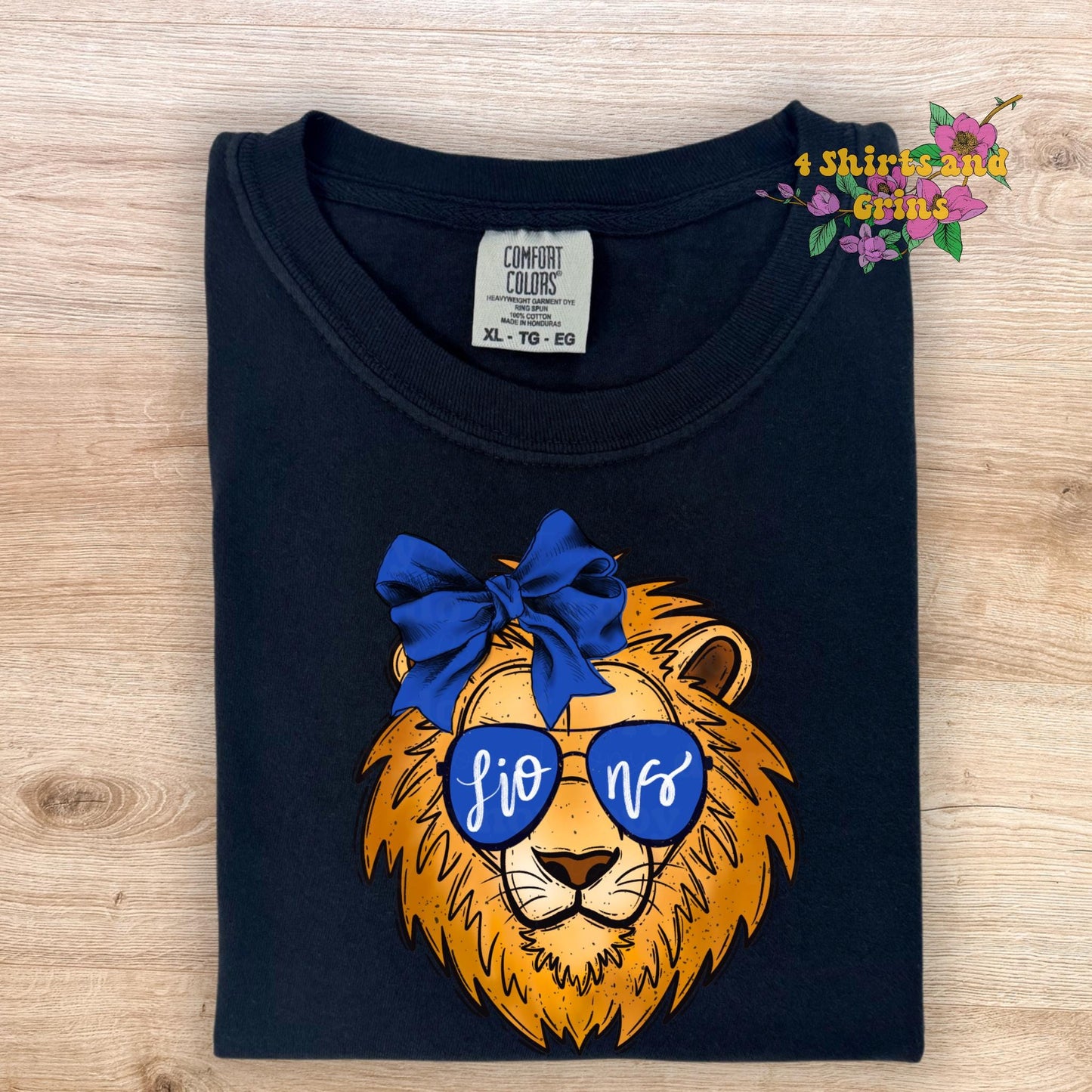 Lions Mascot School Spirit T-Shirt | Comfort Colors | Youth | Adult | Sunglass | BOW