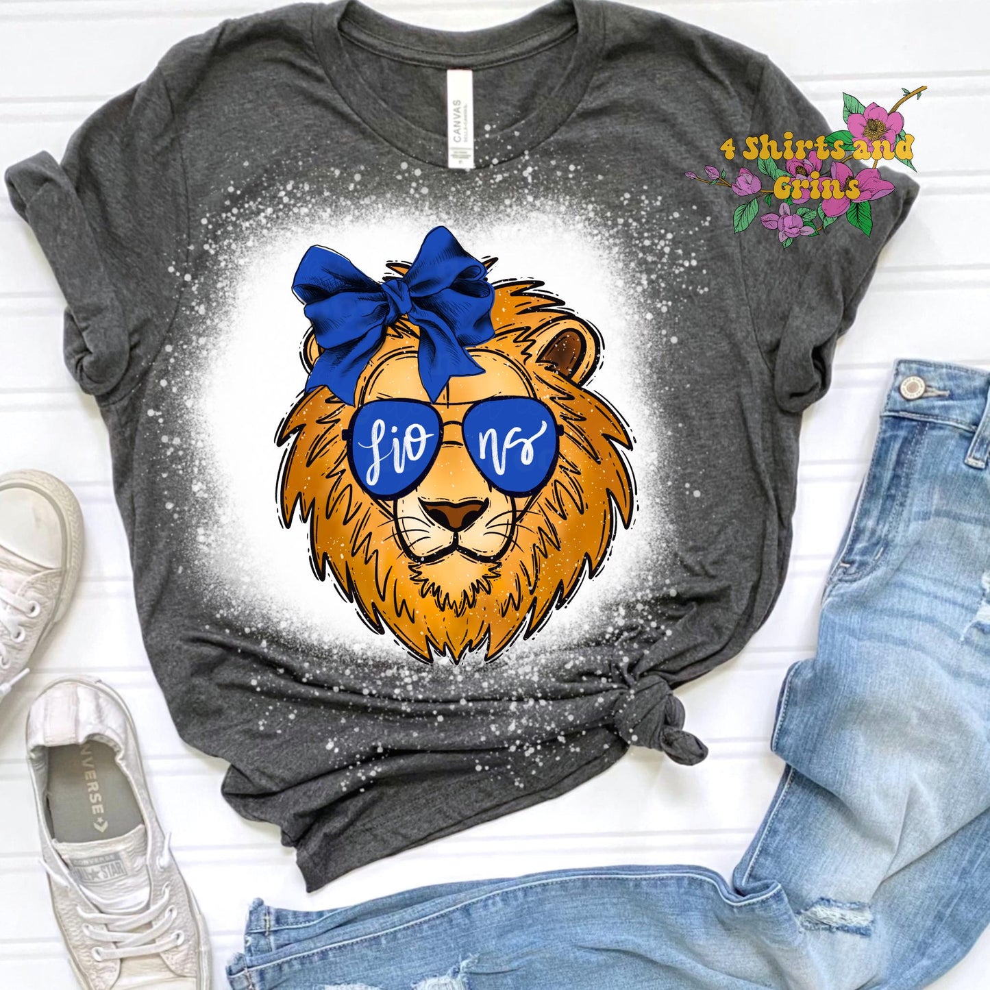 Lions Mascot School Spirit T-Shirt | Comfort Colors | Youth | Adult | Sunglass | BOW