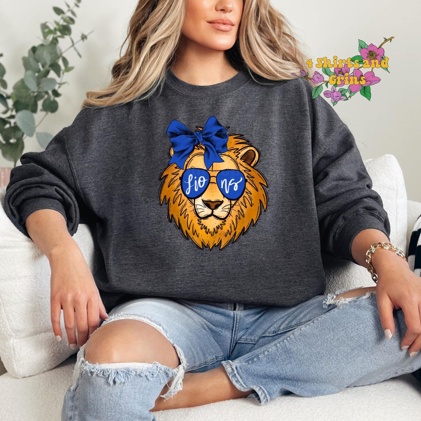 Lions Mascot School Spirit T-Shirt | Comfort Colors | Youth | Adult | Sunglass | BOW
