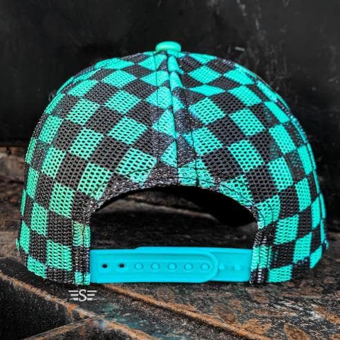 Custom Checker Magna-Pony Hat | Puff or Metallic Puff | Choose Your Wording & Color | High Ponytail Trucker Cap
