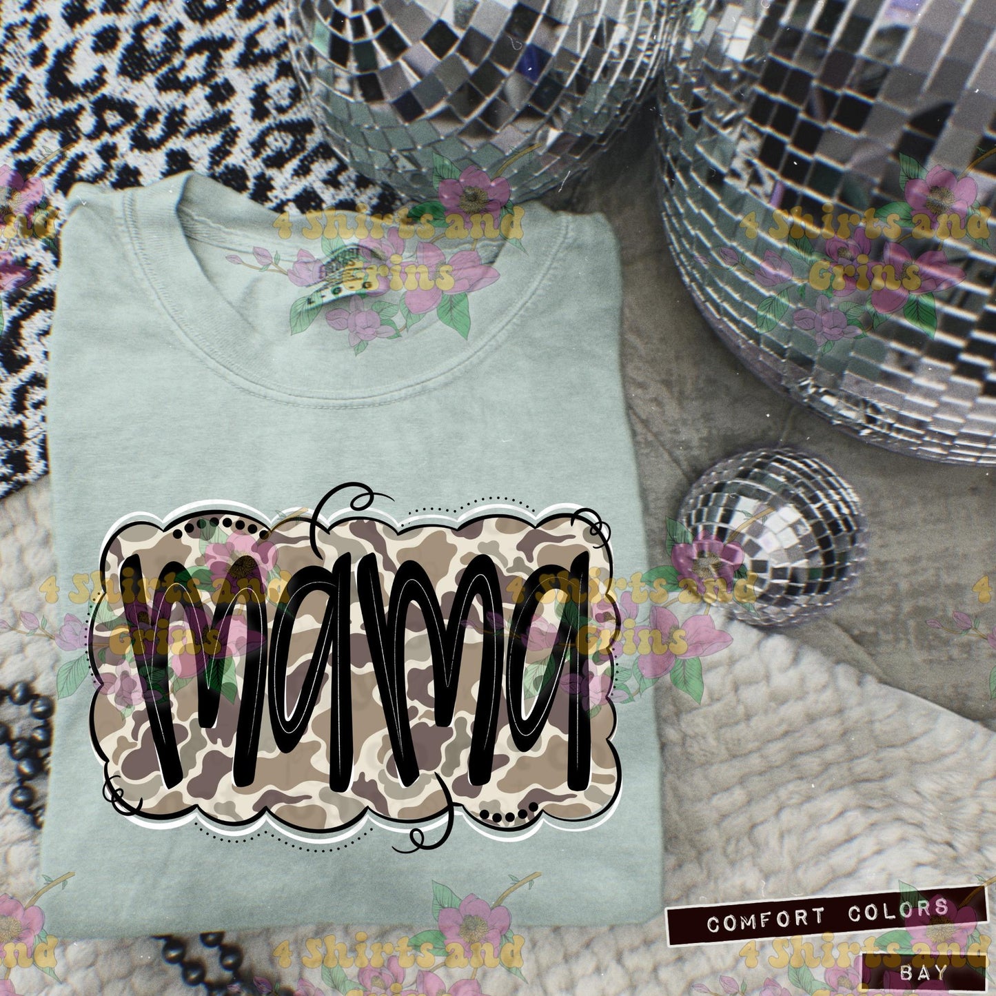 Camo Mama Shirt | Comfort Colors® Tee | Neutral Retro Camo Graphic | DTF Transfer | Adult Sizes S-4XL