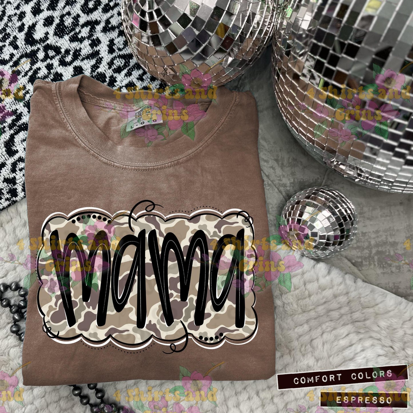 Camo Mama Shirt | Comfort Colors® Tee | Neutral Retro Camo Graphic | DTF Transfer | Adult Sizes S-4XL