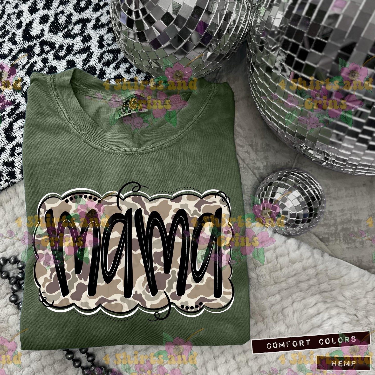 Camo Mama Shirt | Comfort Colors® Tee | Neutral Retro Camo Graphic | DTF Transfer | Adult Sizes S-4XL