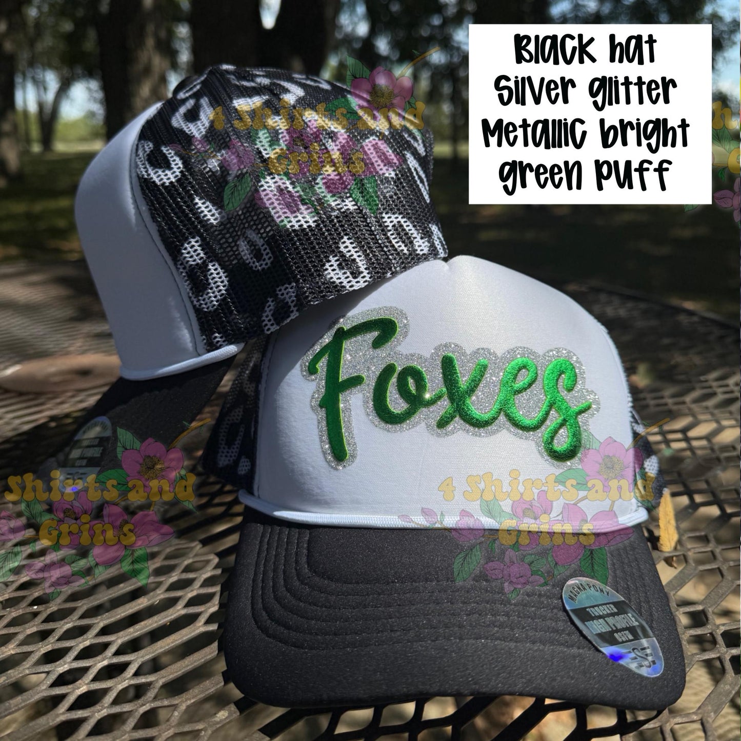 Custom Leopard Mesh Trucker Hat – Personalized Puff or Glitter Puff Design