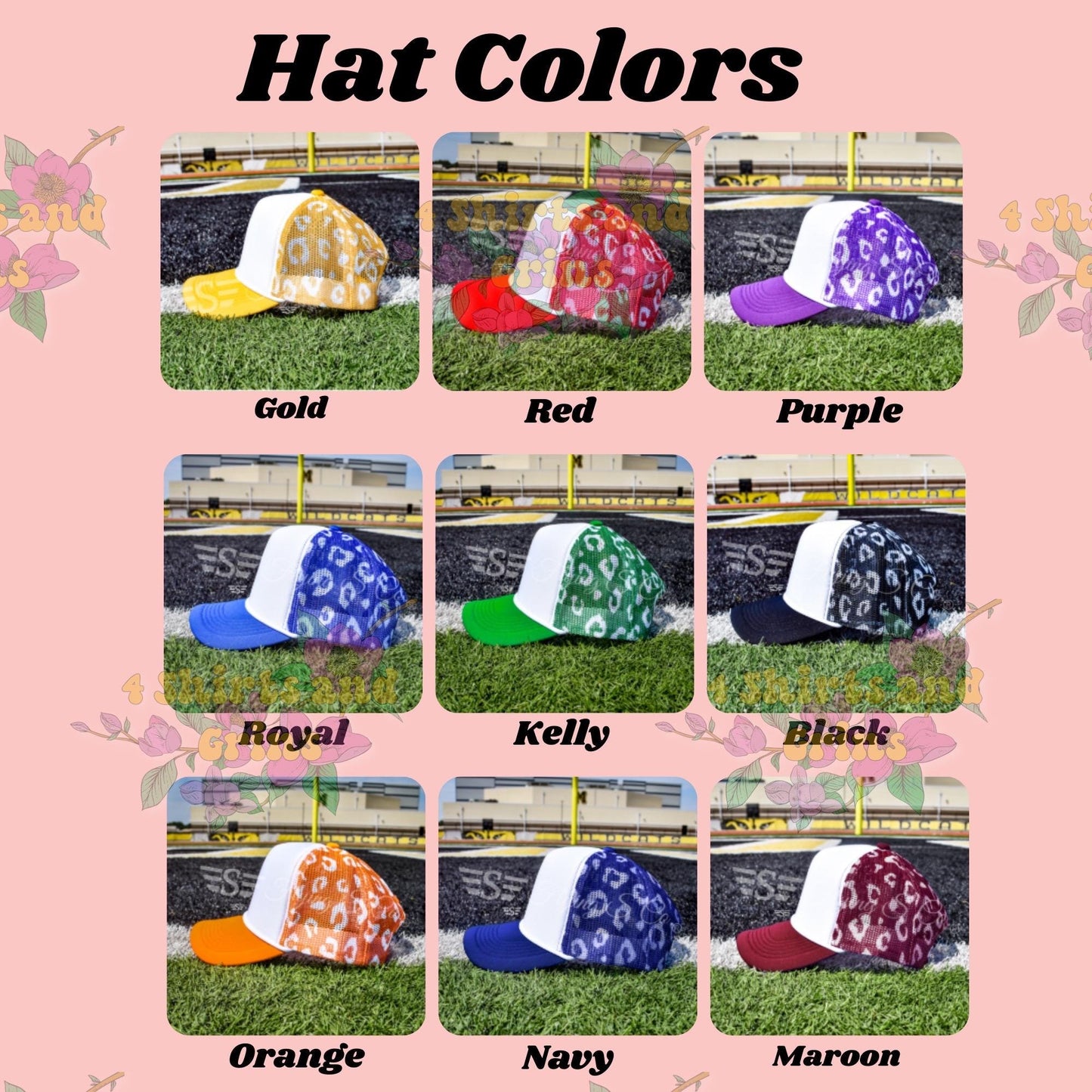 Custom Leopard Mesh Trucker Hat – Personalized Puff or Glitter Puff Design