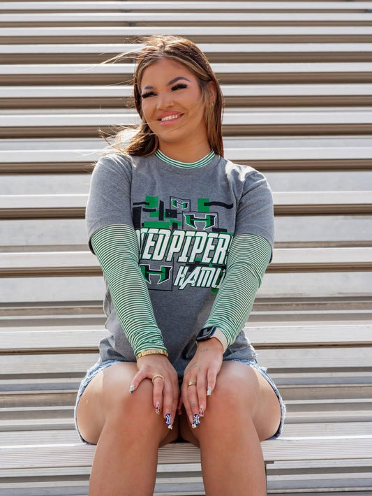 Striped Mesh Long Sleeve Layering Top | Game Day Ready