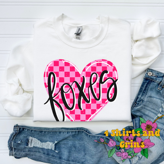 Pink Checkered Heart Foxes