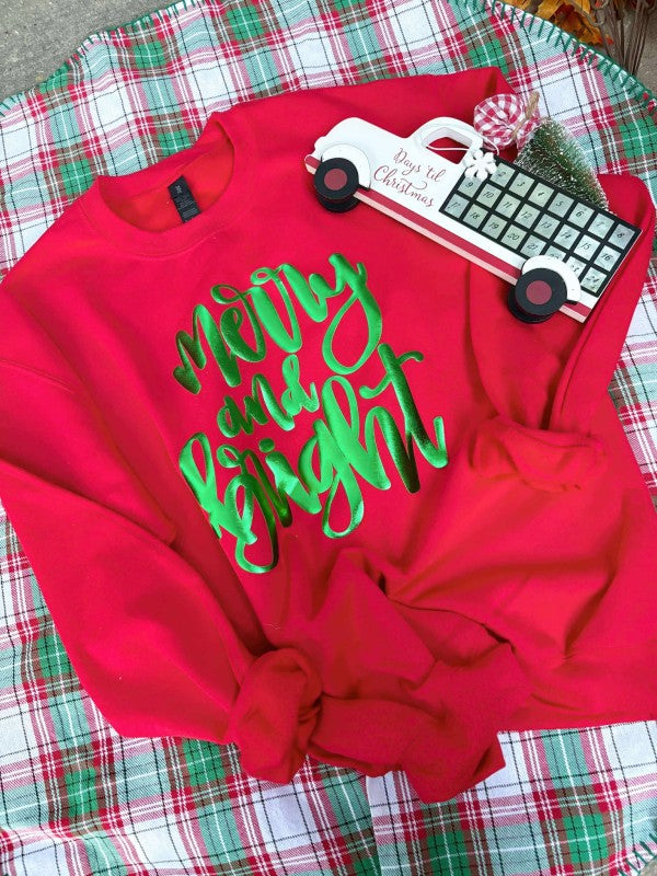 Merry & Bright Christmas Puff Sweatshirt