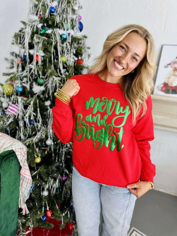 Merry & Bright Christmas Puff Sweatshirt
