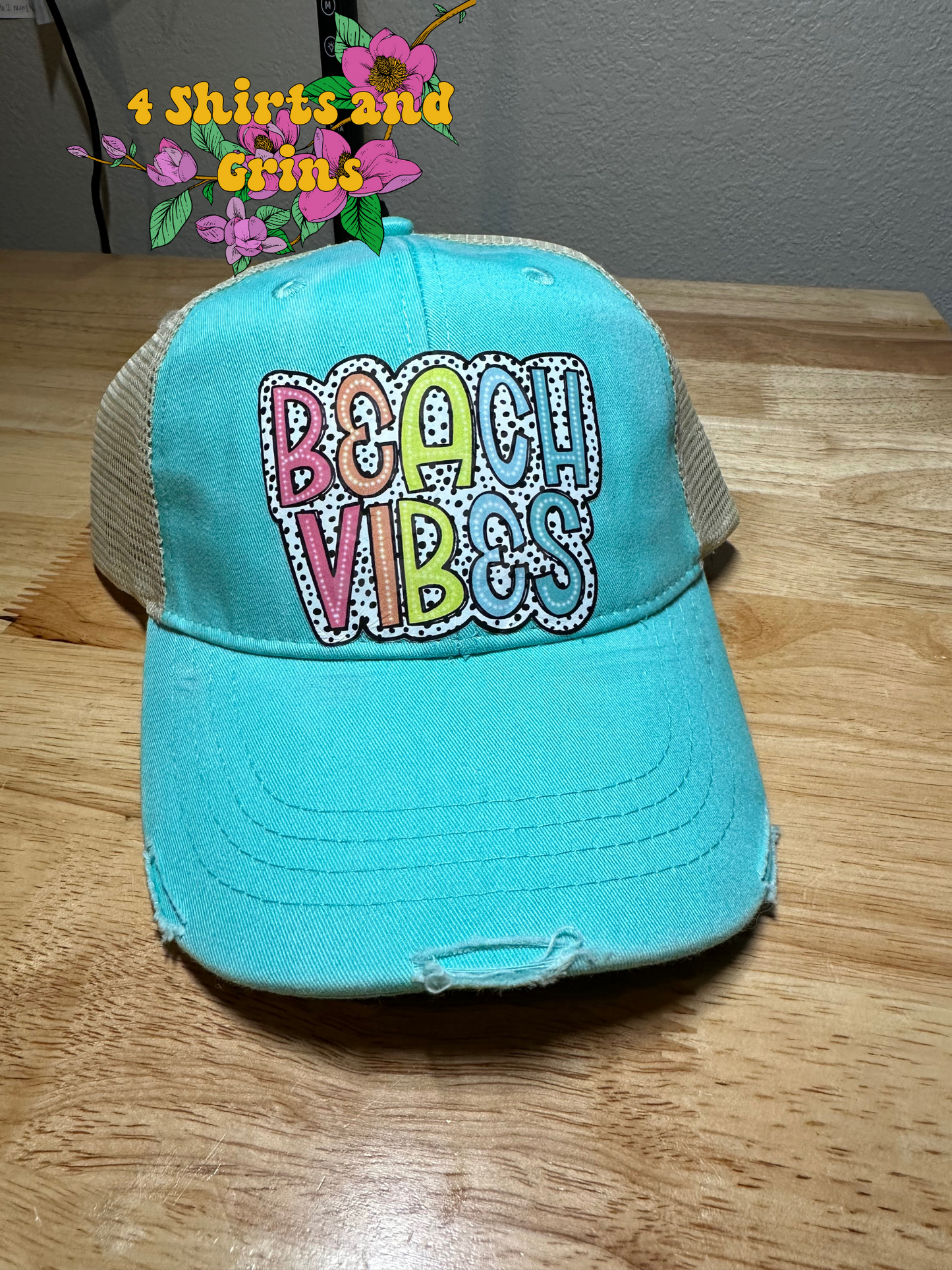 Beach Vibes Distressed Trucker Hat