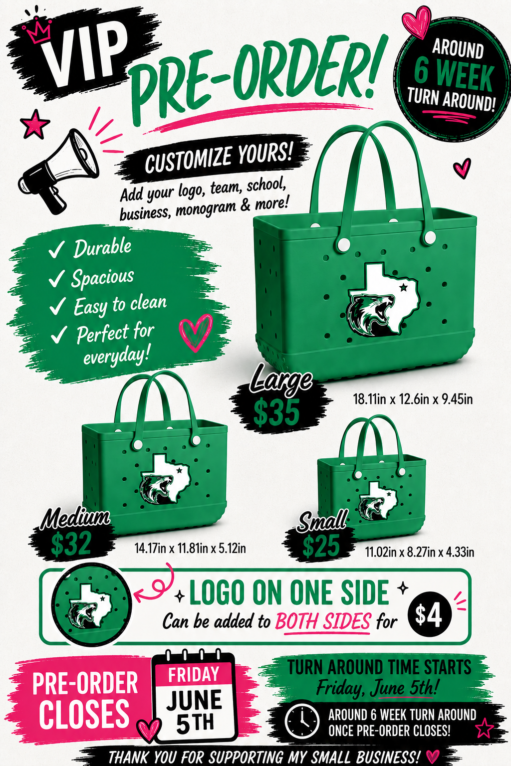 Custom Spirit Tote Bag | Personalized School Mascot Tote | Team Logo Bag | Business Logo Tote | Monogram Tote | Custom Gift Bag