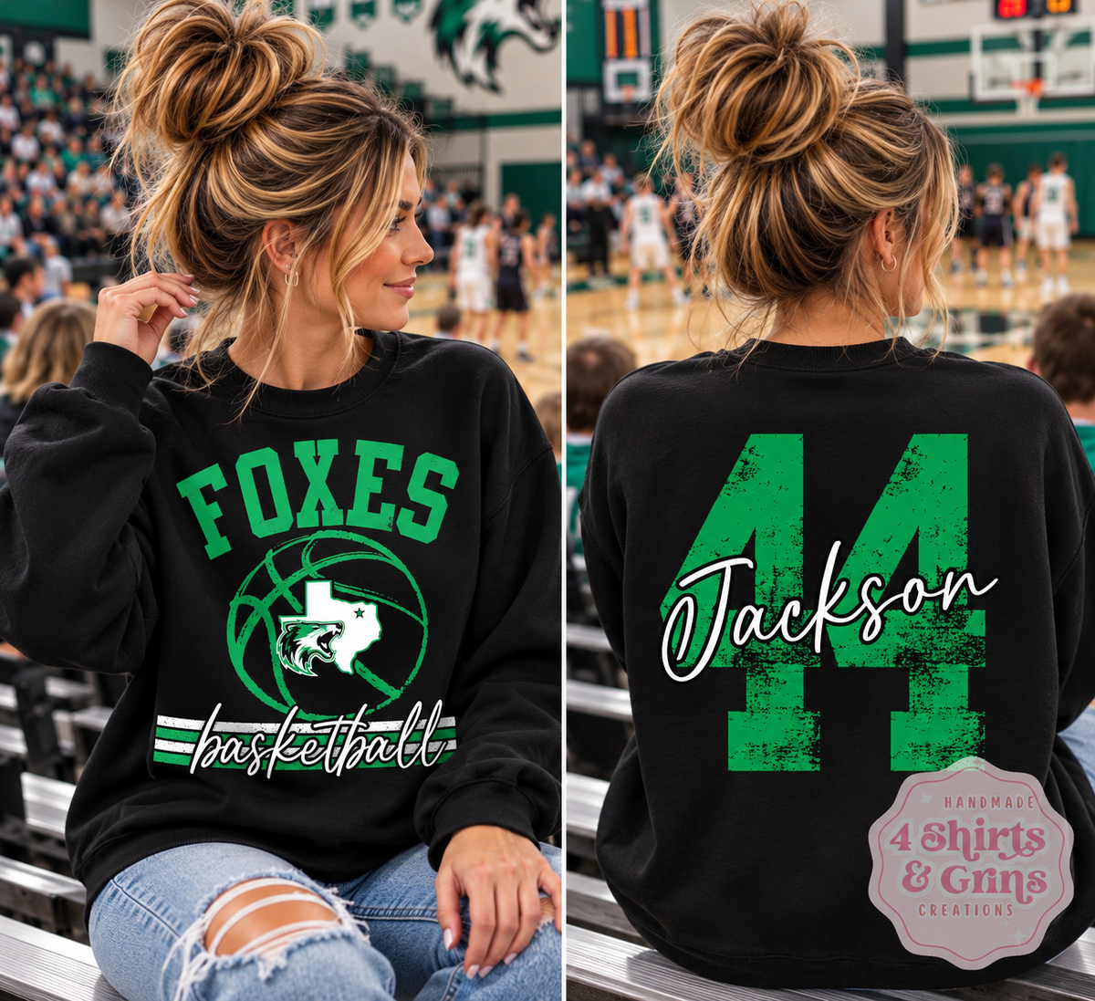 Caddo Mills Foxes Basketball – Personalized Player Number Sweatshirt