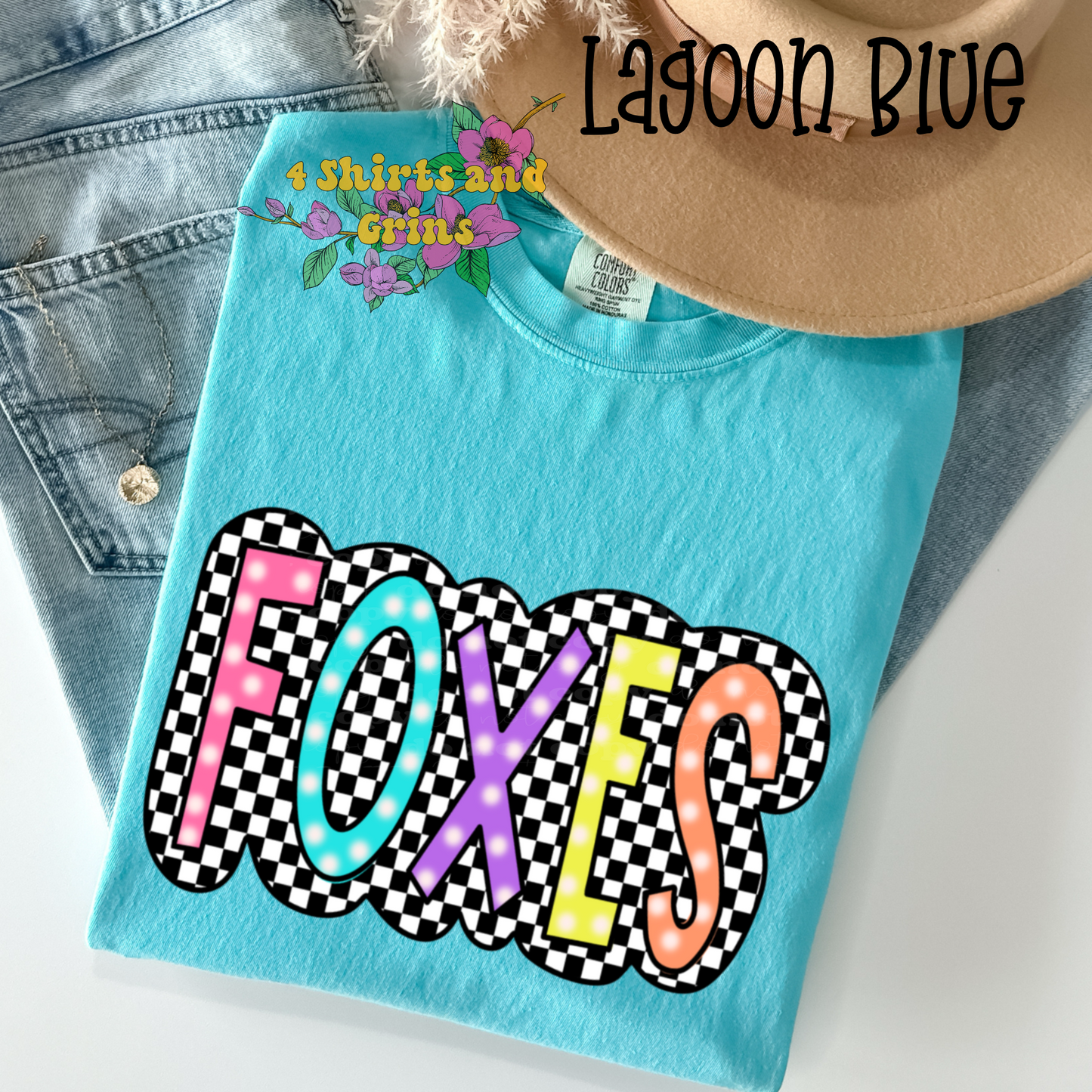 Colorful Checkered "Foxes" Shirt - Customizeable