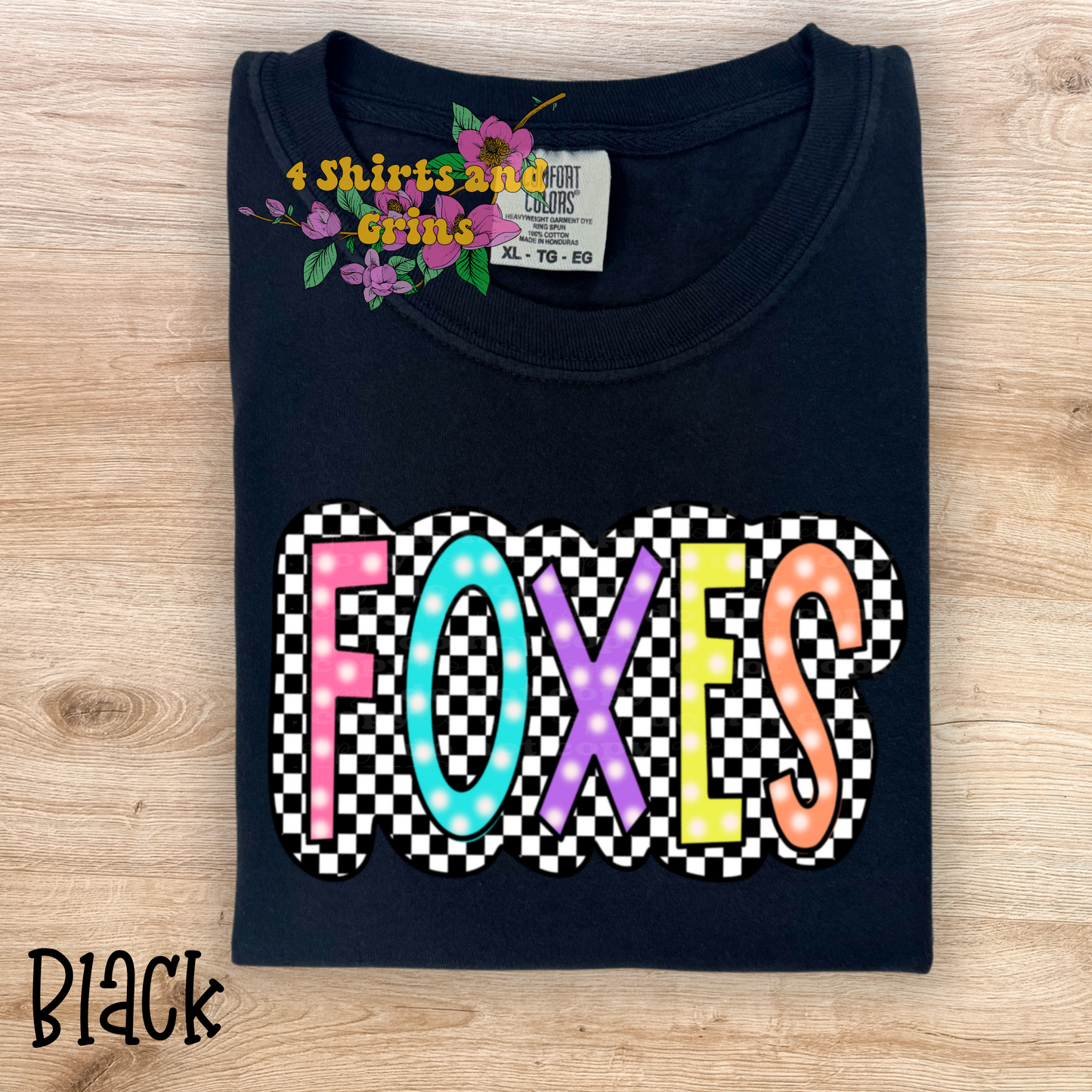 Colorful Checkered "Foxes" Shirt - Customizeable