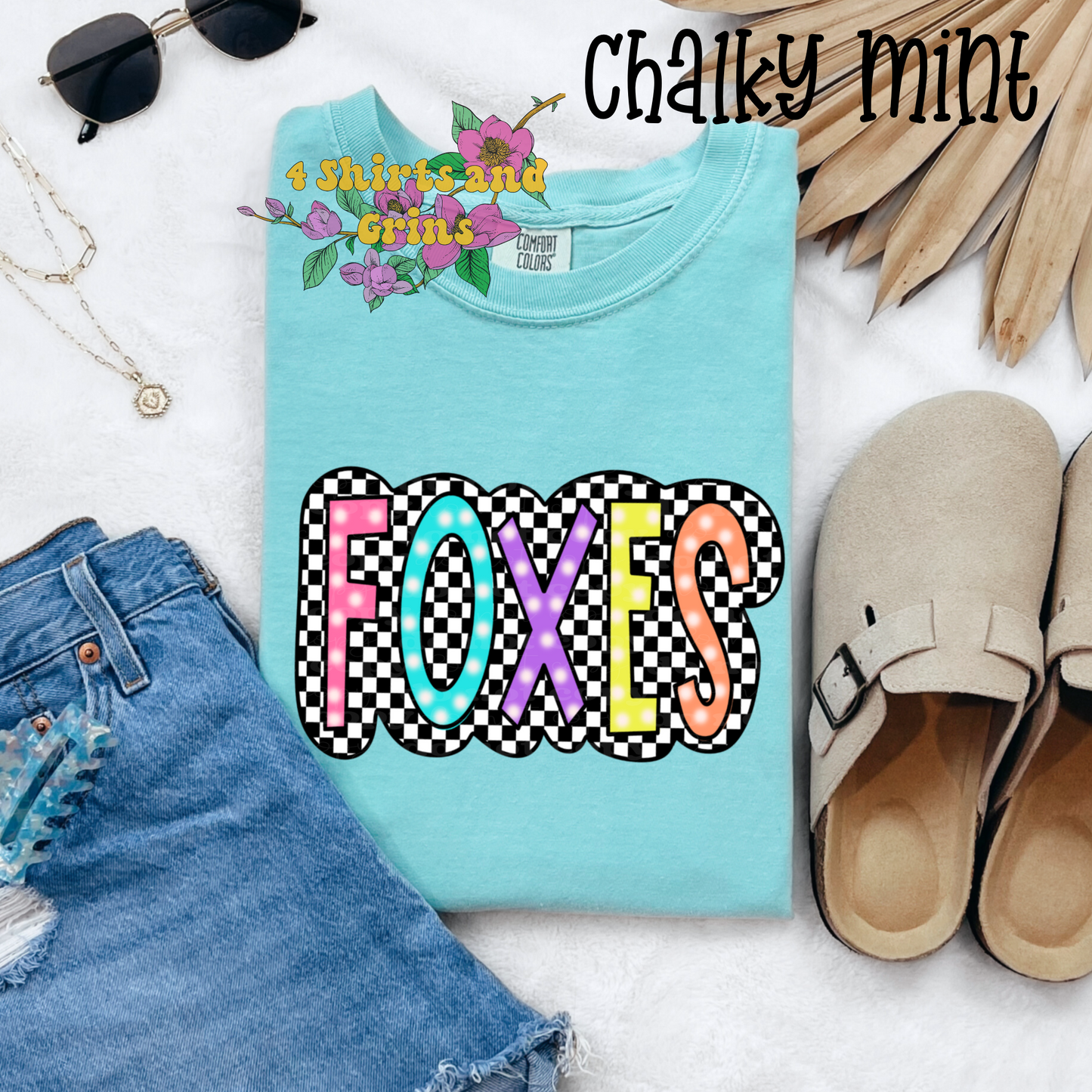 Colorful Checkered "Foxes" Shirt - Customizeable