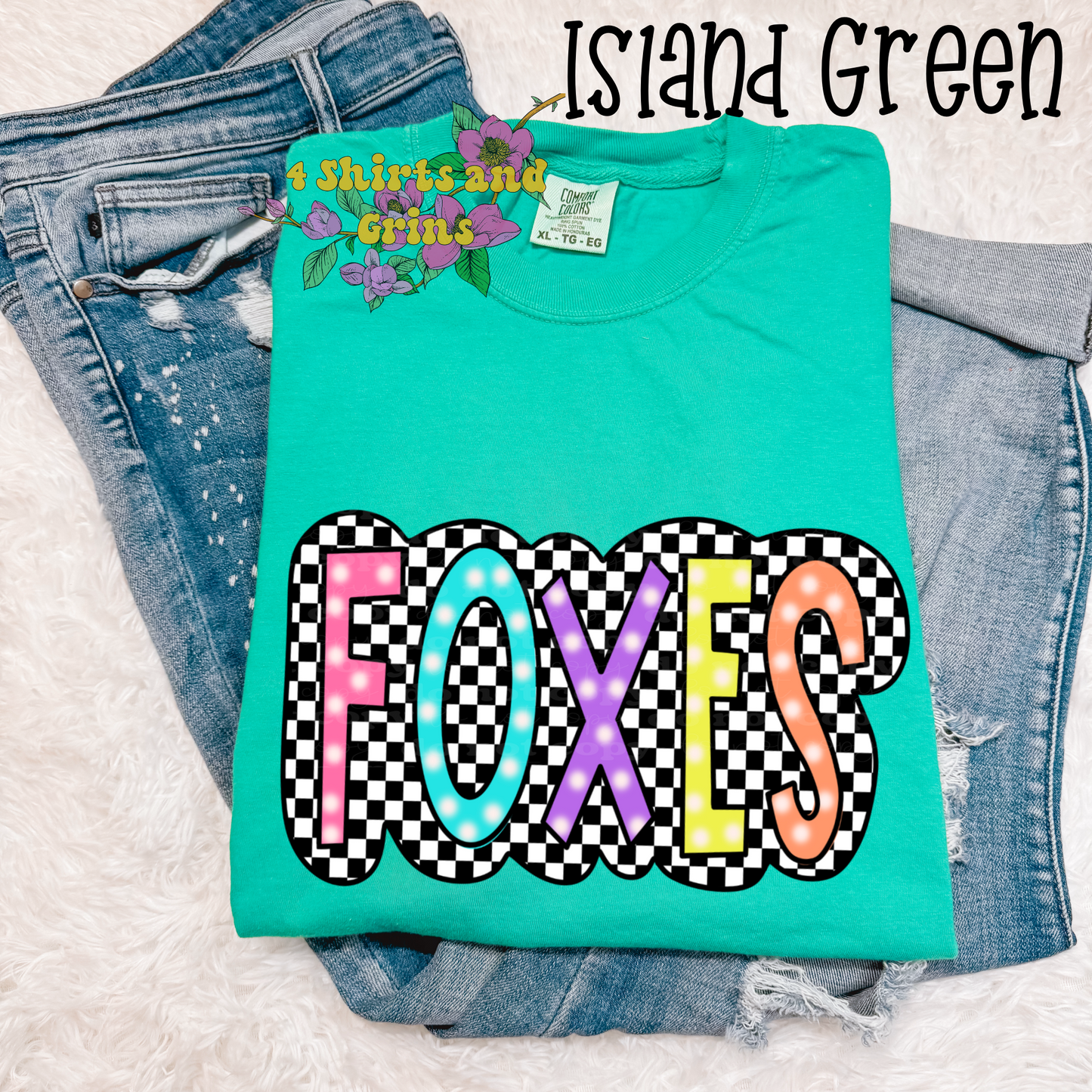 Colorful Checkered "Foxes" Shirt - Customizeable