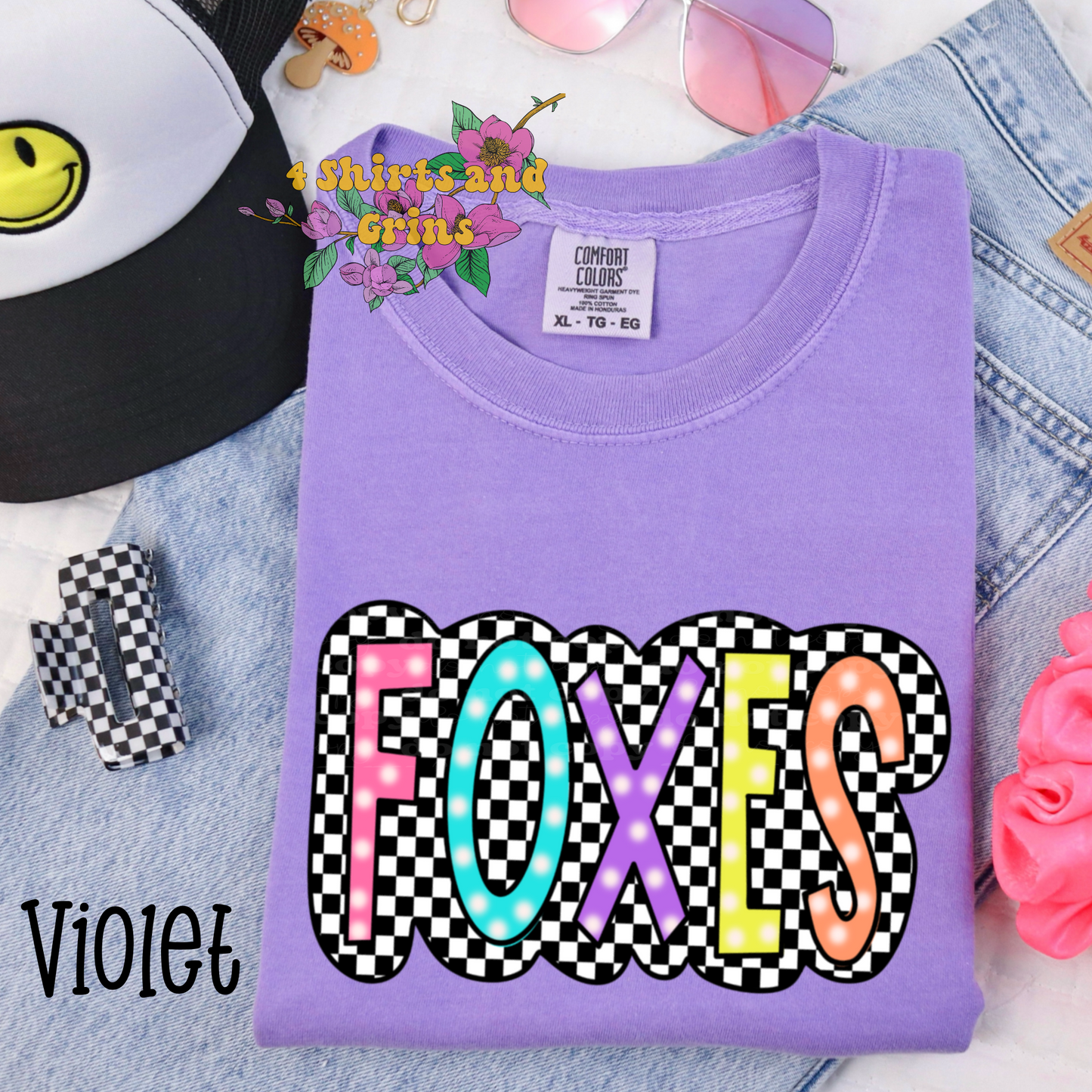 Colorful Checkered "Foxes" Shirt - Customizeable