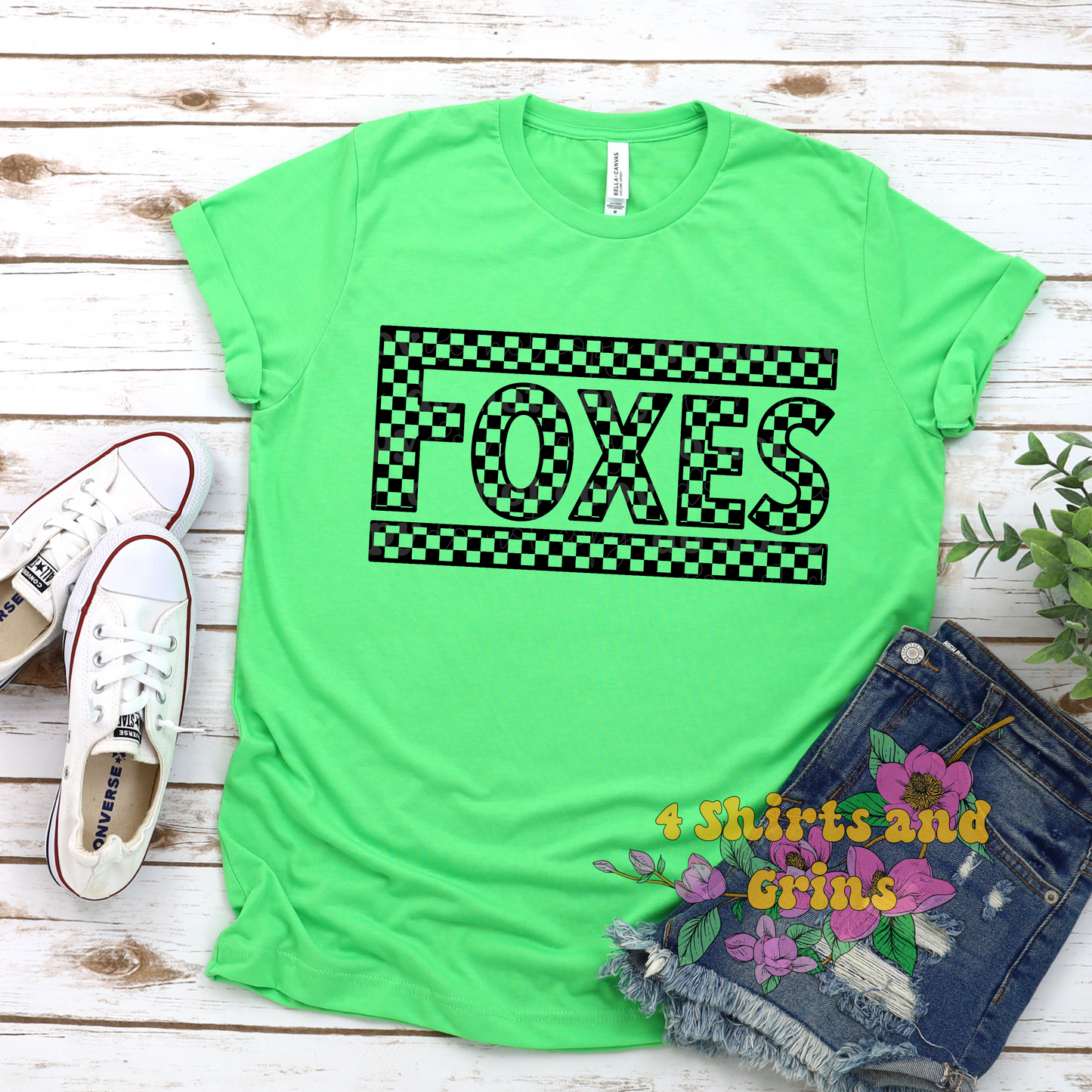 Checkered Foxes Neon T-Shirt