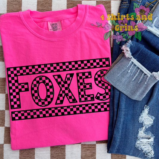 Checkered Foxes Neon T-Shirt