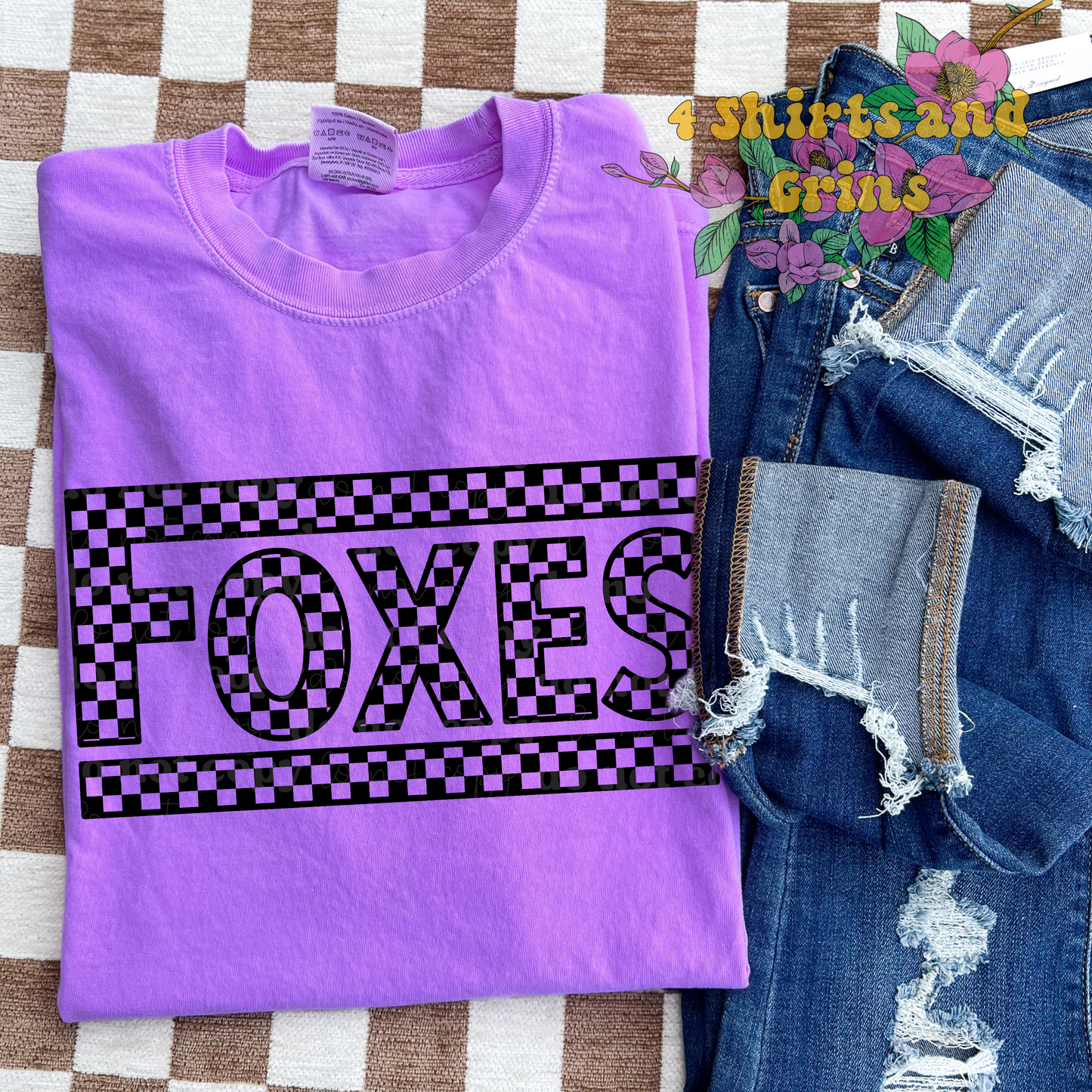 Checkered Foxes Neon T-Shirt