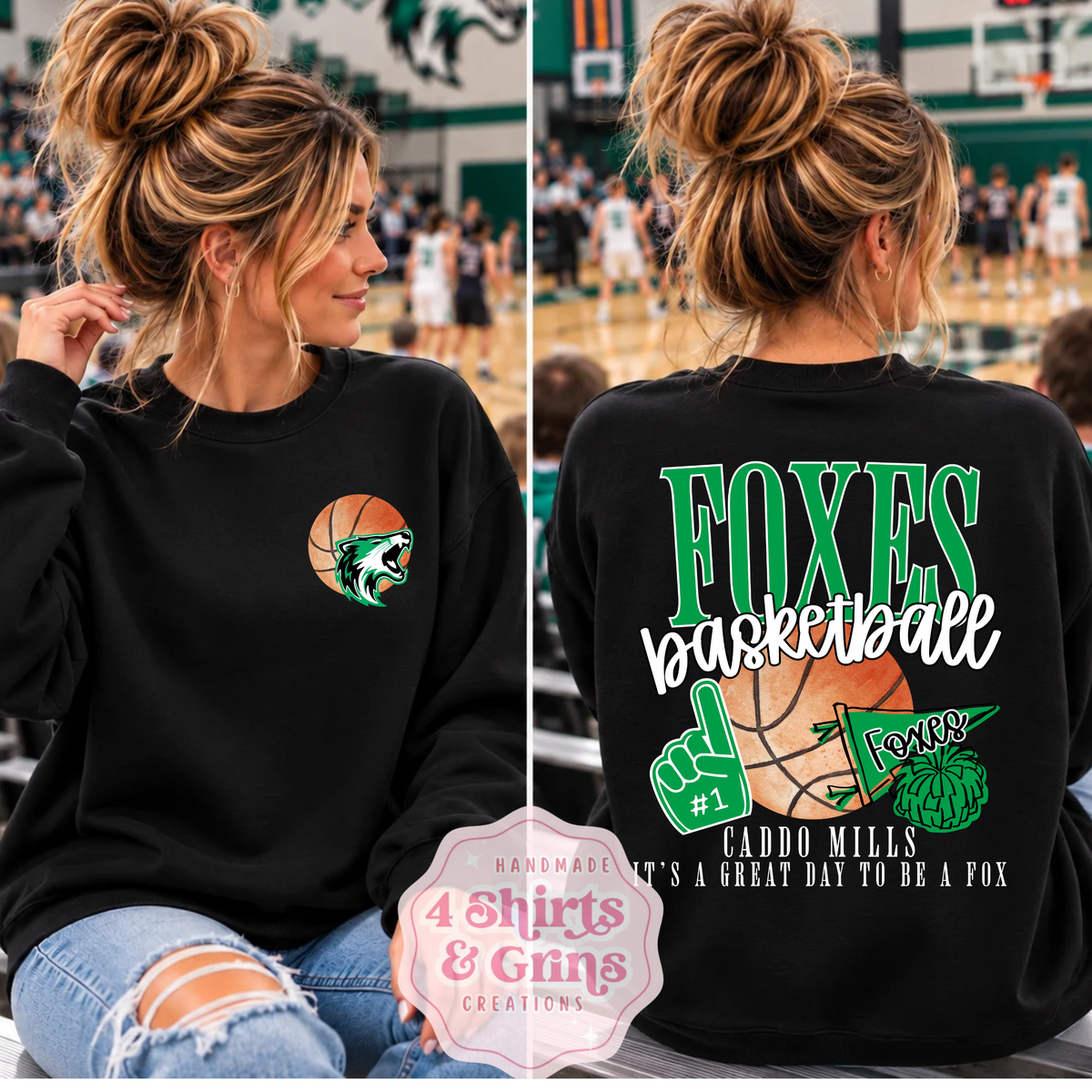 Caddo Mills Foxes Basketball Front & Back Spirit Shirt