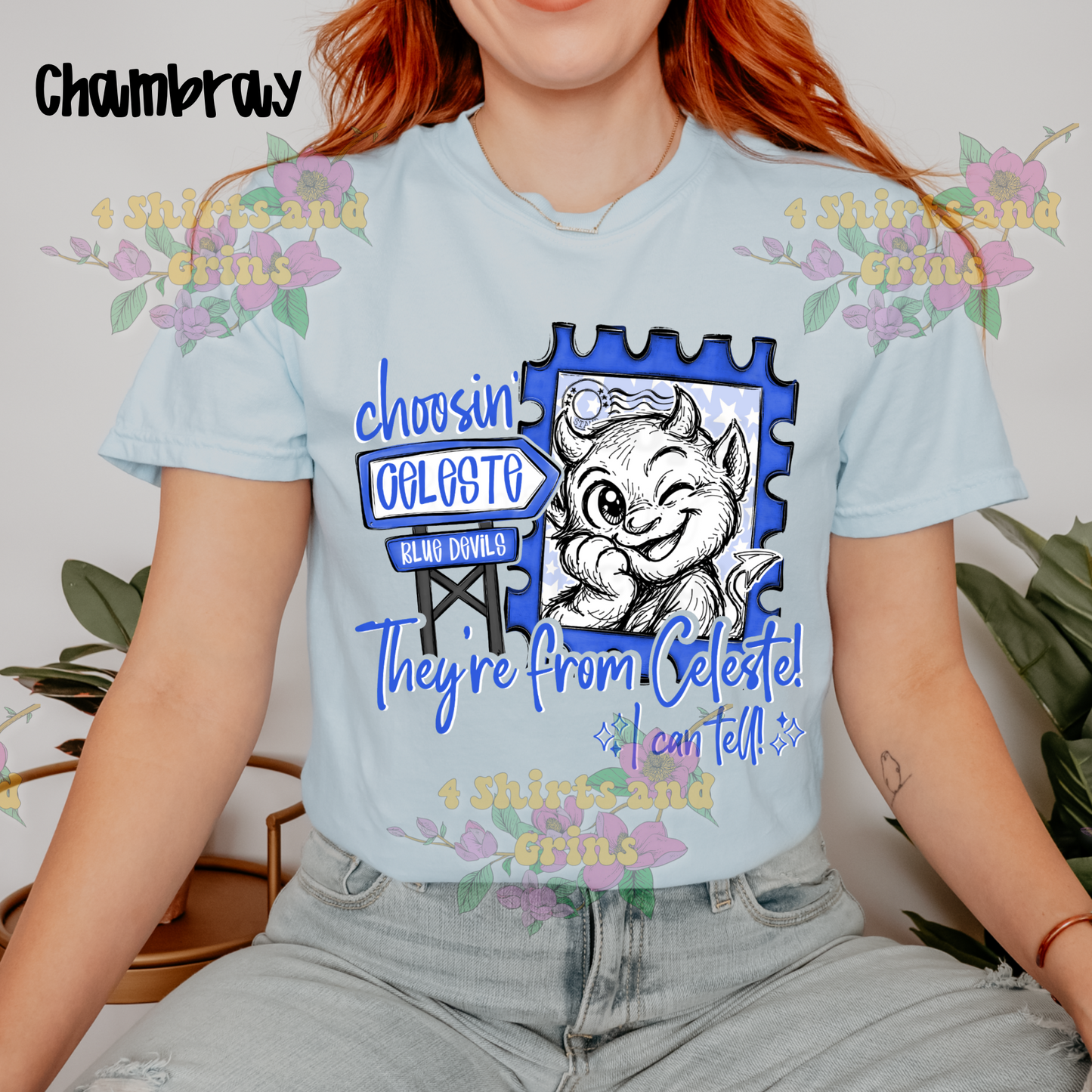 Choosin' Celeste Blue Devils Comfort Colors® T-Shirt | Funny School Spirit Shirt | Football Game Day Tee | Youth & Adult Sizes