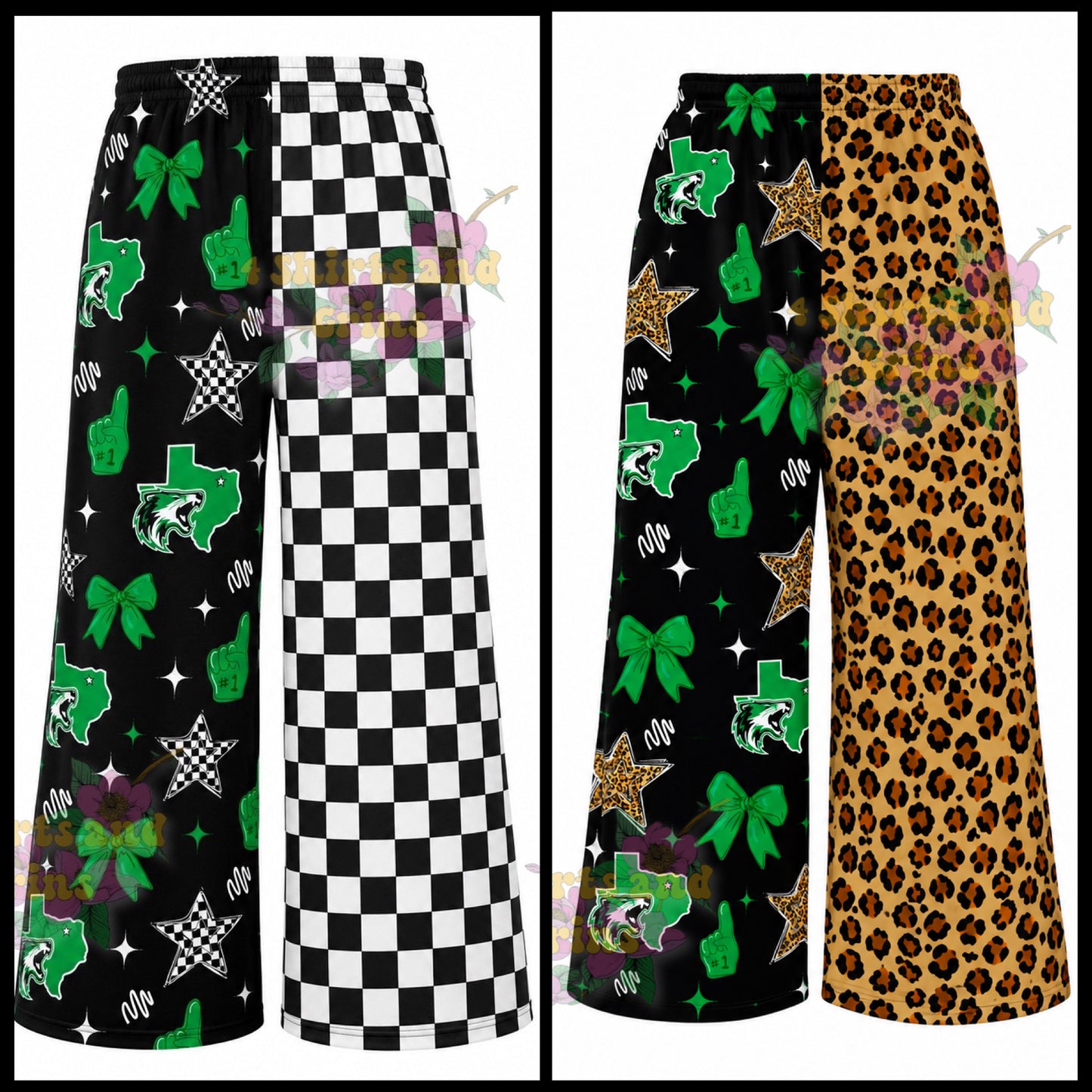 PRE-ORDER Custom Wide Leg Ribbed Pants | Personalized School Spirit Pants with Pockets
