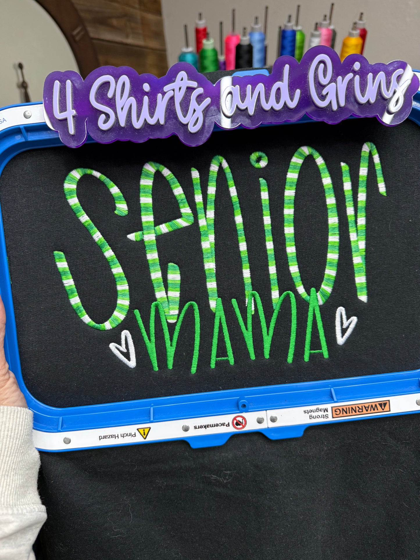 Custom Embroidered Senior Mama Sweatshirt | Personalized School Spirit Crewneck | Variegated Thread Embroidery