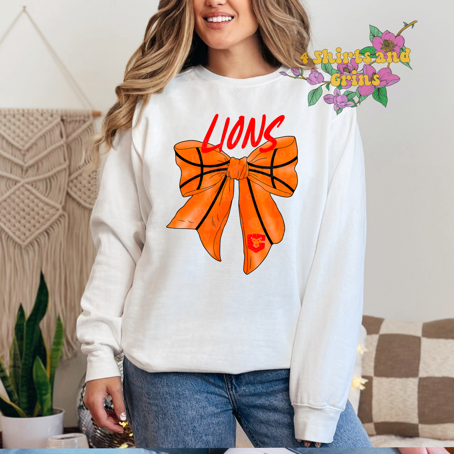 Lions Basketball Bow Sweatshirt