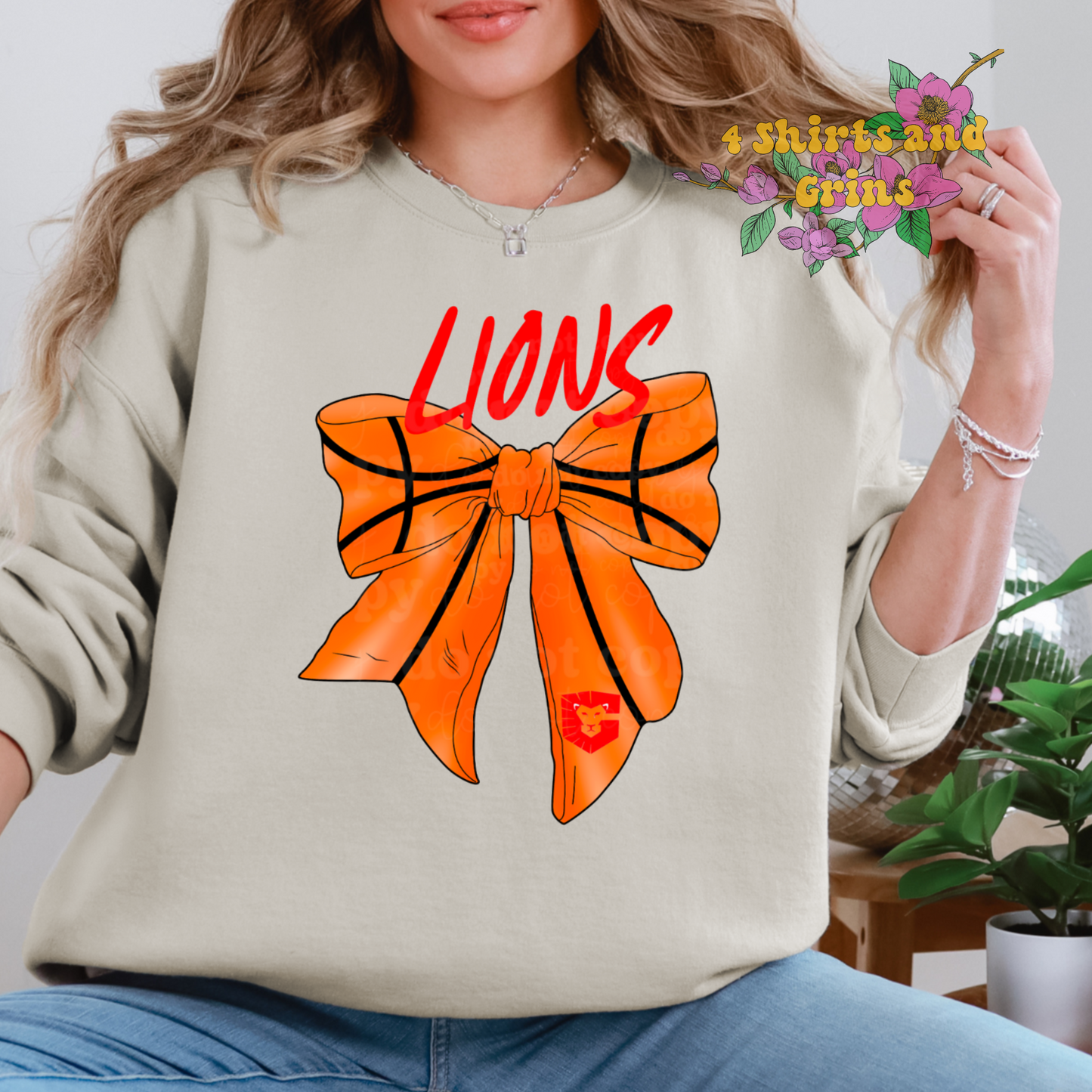 Lions Basketball Bow Sweatshirt