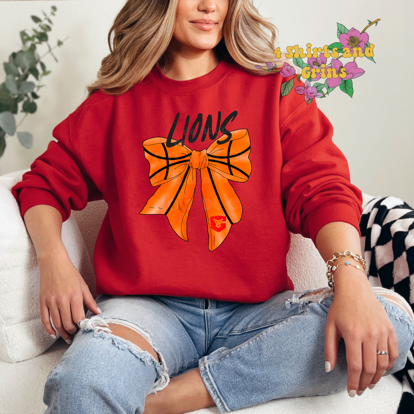 Lions Basketball Bow Sweatshirt