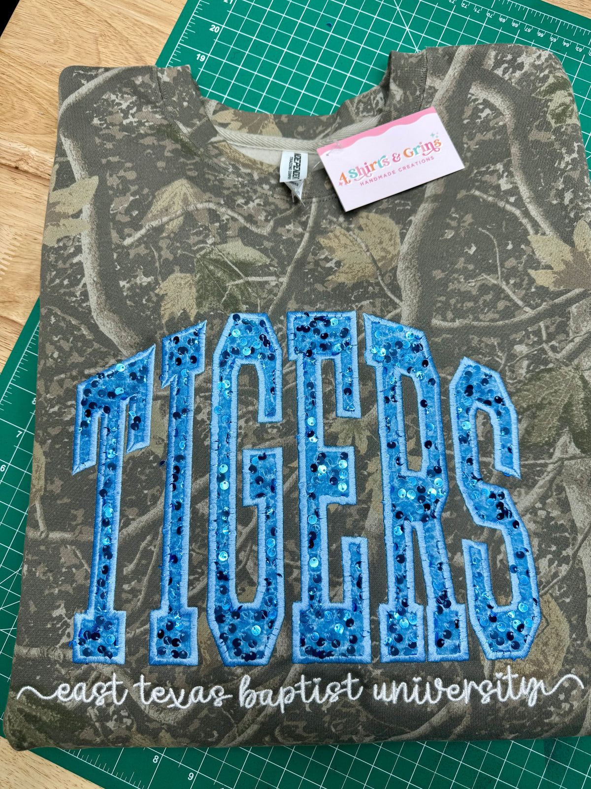 Custom Sequin Mascot Embroidered Sweatshirt | Personalized School Spirit Crewneck | Choose Wording, Sequin Color & Thread Color