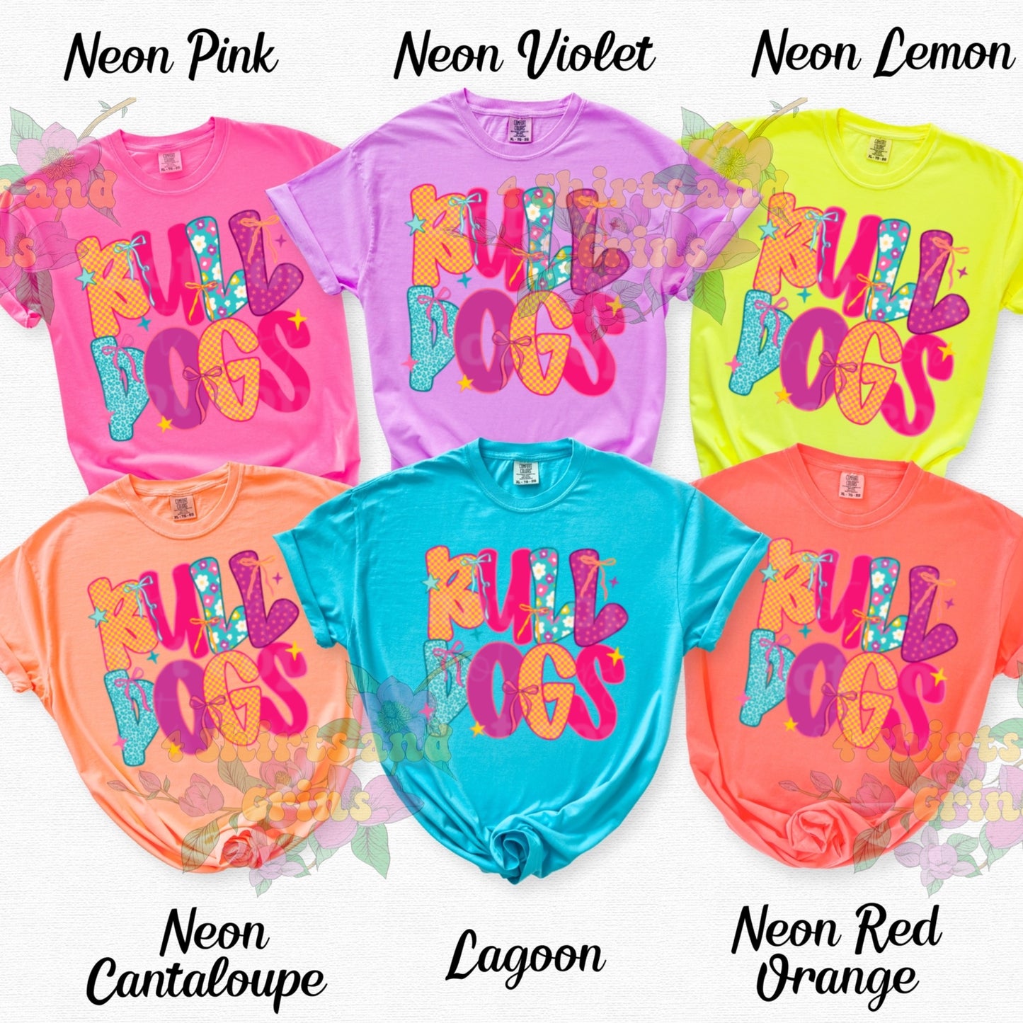 Bulldogs Bow Bubble Tee – Comfort Colors® Graphic Shirt | Youth & Adult Sizes | Handmade with DTF Transfer