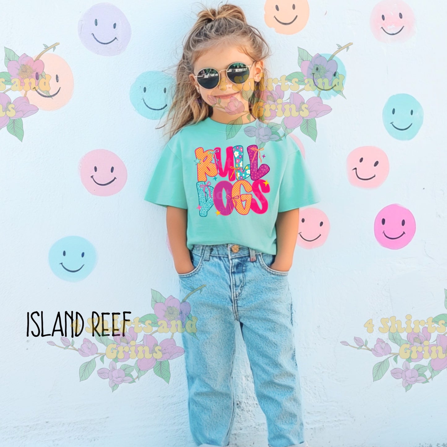 Bulldogs Bow Bubble Tee – Comfort Colors® Graphic Shirt | Youth & Adult Sizes | Handmade with DTF Transfer