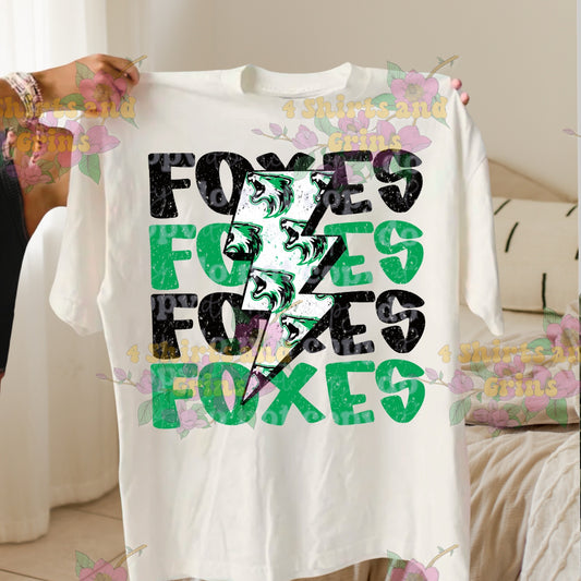 ⚡ FOXES Lightning Bolt Spirit Tee – Game Day Sass in Every Thread! 🖤💚