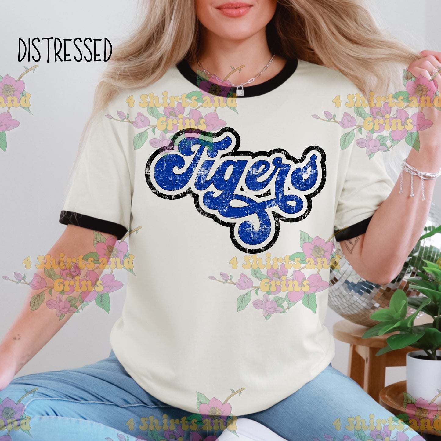 Tigers Ringer Tee | Custom Mascot Shirt | Adult XS–3XL | Next Level 3604 | Choose Your Colors | Distressed or Clean Style