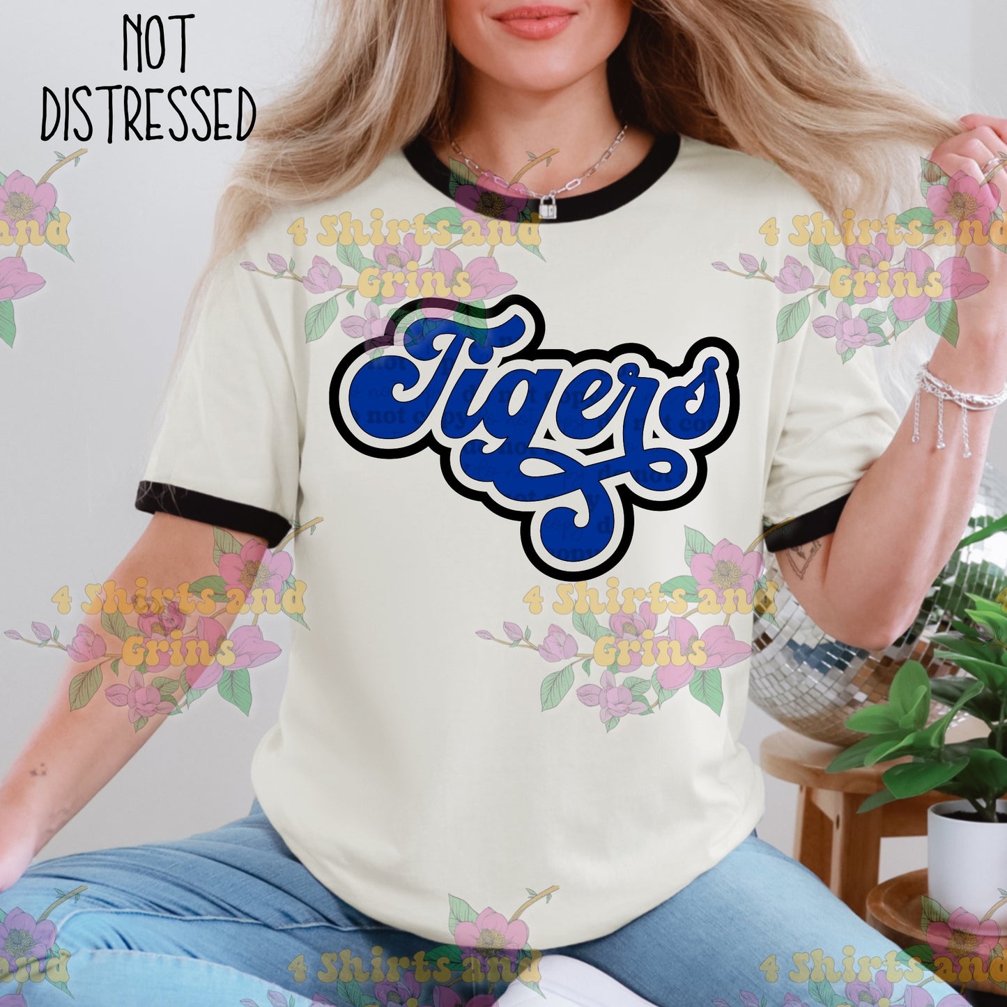 Tigers Ringer Tee | Custom Mascot Shirt | Adult XS–3XL | Next Level 3604 | Choose Your Colors | Distressed or Clean Style