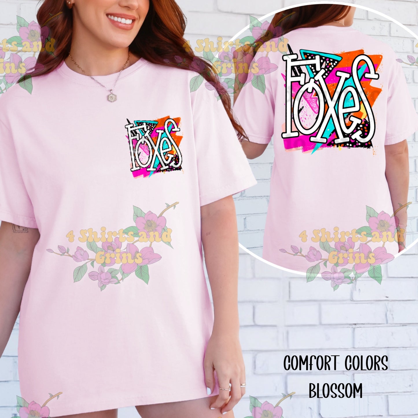 Foxes Spirit Shirt - Colorful Graffiti Back Print + Pocket Logo | Comfort Colors® & Gildan Options | Unisex Fit