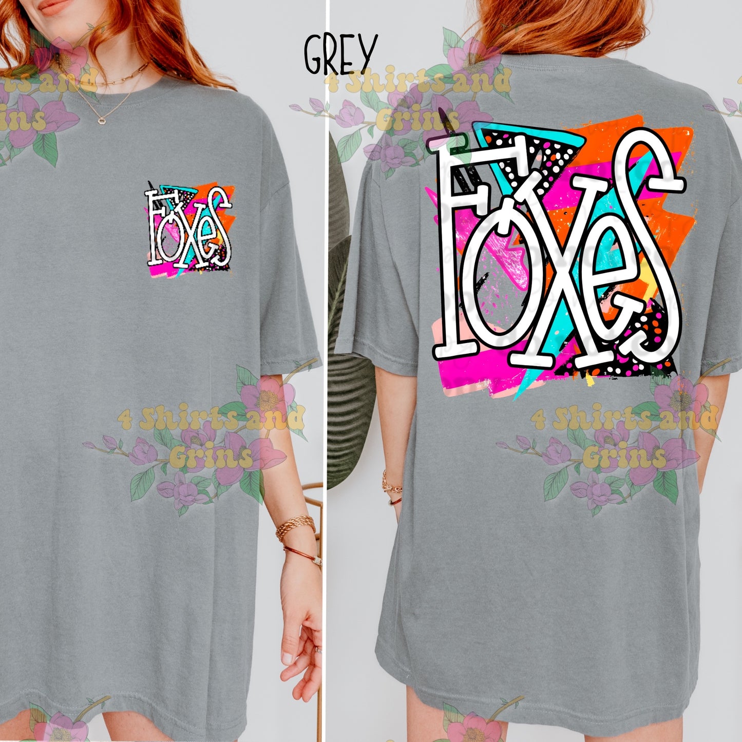 Foxes Spirit Shirt - Colorful Graffiti Back Print + Pocket Logo | Comfort Colors® & Gildan Options | Unisex Fit