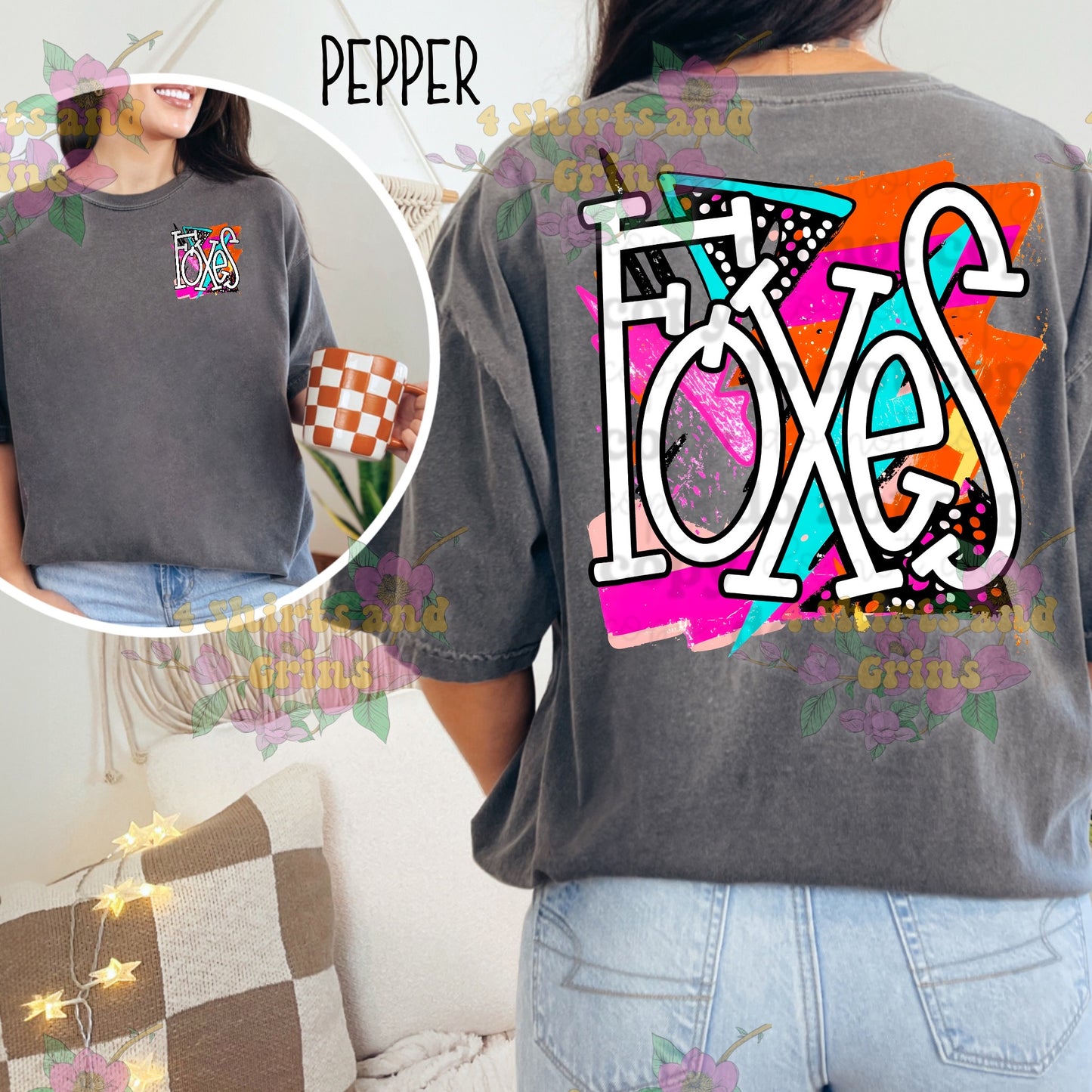 Foxes Spirit Shirt - Colorful Graffiti Back Print + Pocket Logo | Comfort Colors® & Gildan Options | Unisex Fit