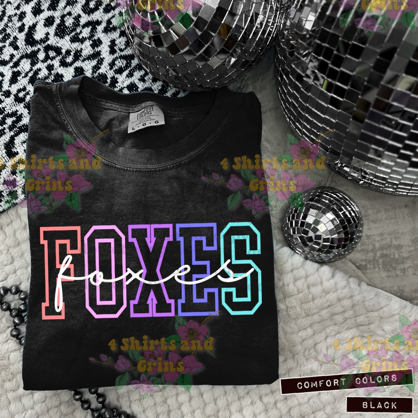 FOXES Rainbow Varsity Spirit Shirt – Youth & Adult Sizes – Comfort Colors® & Tultex Options – T-Shirt